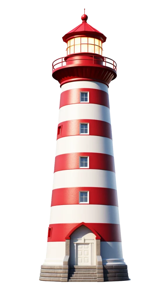 A red and white striped lighthosue.